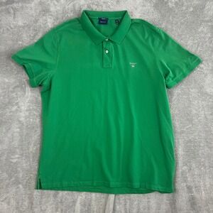 Gant Original Pique Polo Shirt Mens 4X Green Emrboidered Sheild Logo